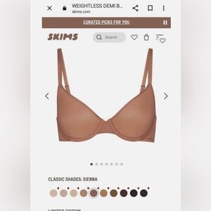NWT Skims Sienna Weightless Demi Bra